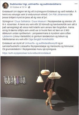 Guðmundur Ingi Guðbrandsson umhverfis- og auðlindaráðherra heimsótti sýninguna
