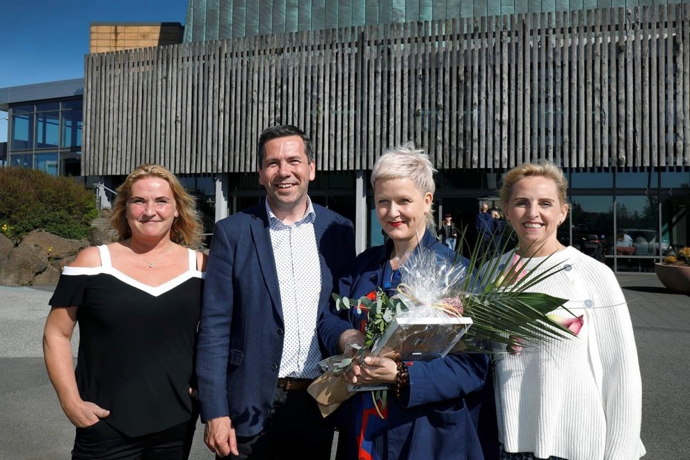 Frá útnefningu bæjarlistamanns Kópavogs 2019. Karen Elísabet Halldórsdóttir, Ármann Kr. Ólafsson, Ra…